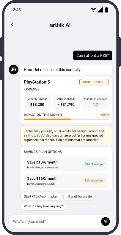 AI assistant chat interface